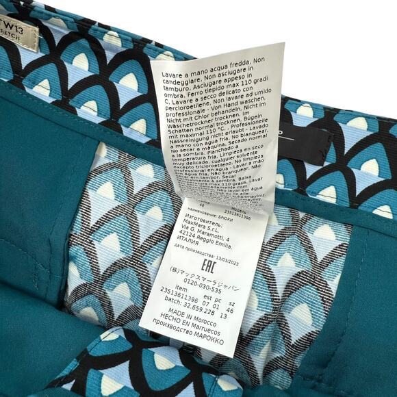 Max Mara Trousers Size 12 Blue Print Papy Cigarette Stretch NEW - Picture 10 of 11